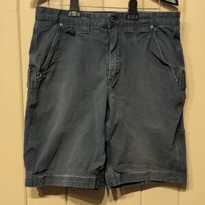 Blue firehose shorts Duluth trading cotton spandex blend 34" waist 10" inseam